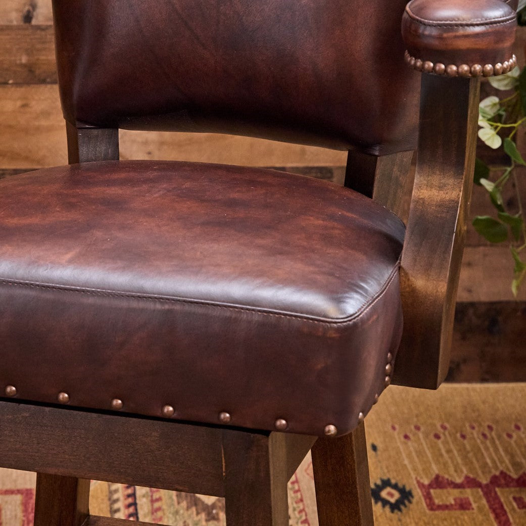 Aryanna Western Leather Bar Stool
