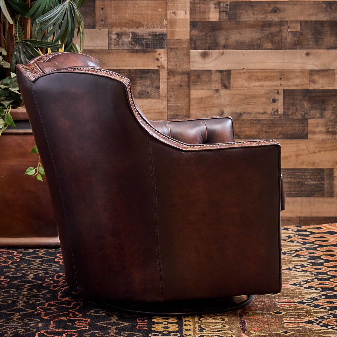 Tomball Tufted Leather Swivel Chair