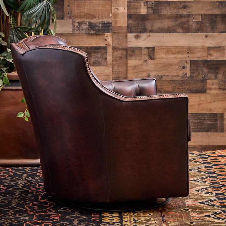 Tomball Tufted Leather Swivel Chair