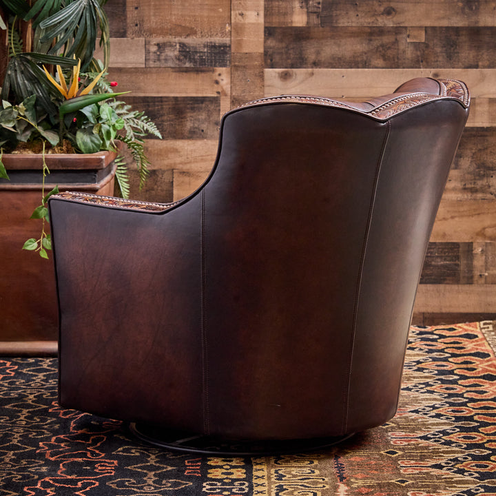 Tomball Tufted Leather Swivel Chair