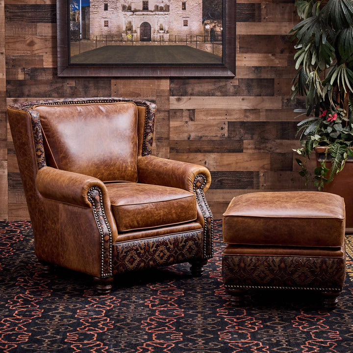 Dixie Western Leather Chair & Ottoman
