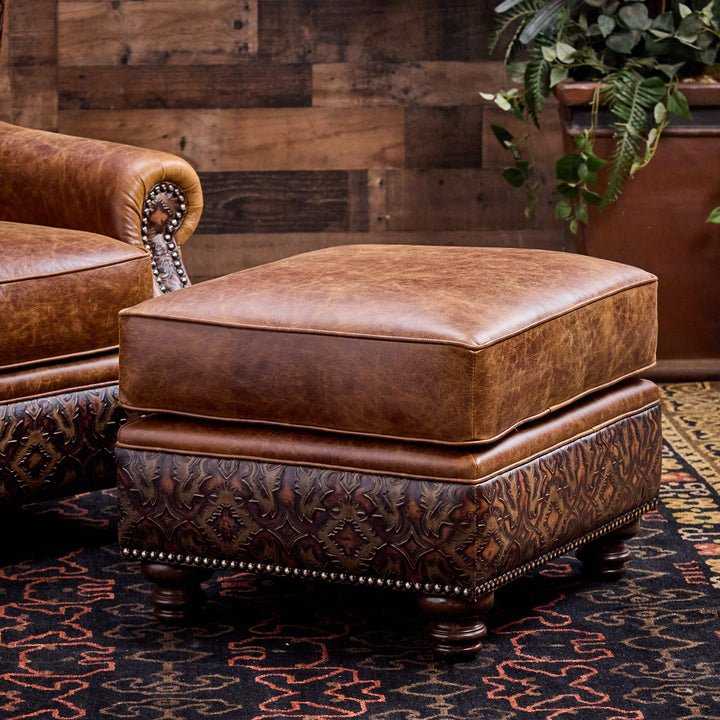 Dixie Western Leather Chair & Ottoman