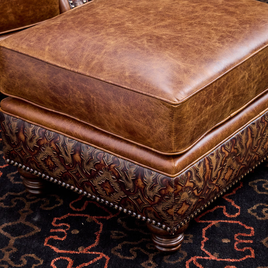 Dixie Western Leather Chair & Ottoman