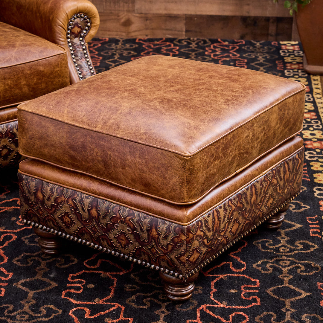 Dixie Western Leather Chair & Ottoman
