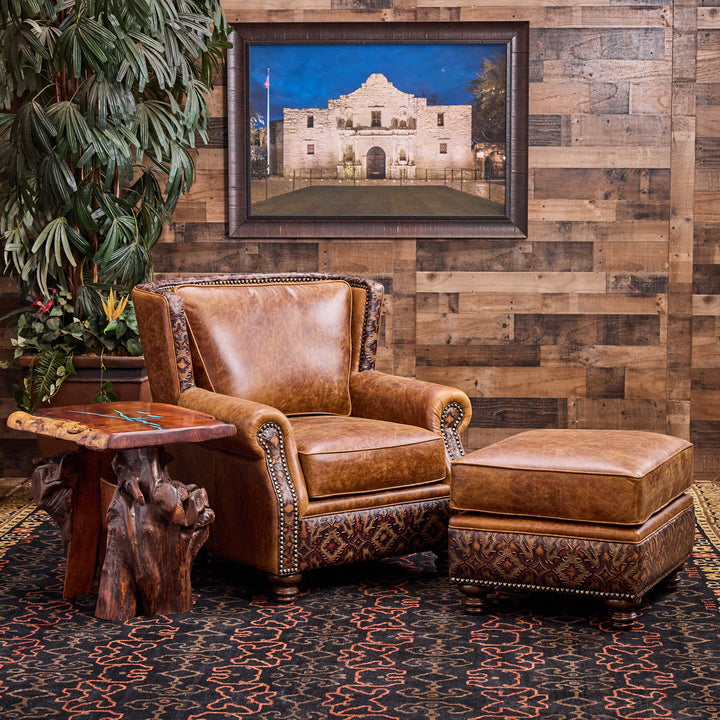 Dixie Western Leather Chair & Ottoman