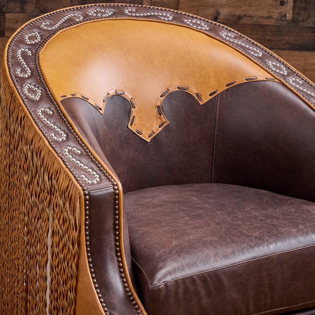 Idalou Western Leather & Cowhide Swivel Chair