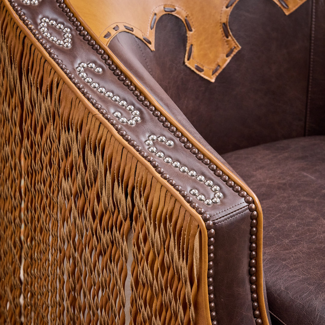Idalou Western Leather & Cowhide Swivel Chair