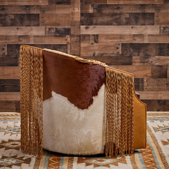 Idalou Western Leather & Cowhide Swivel Chair