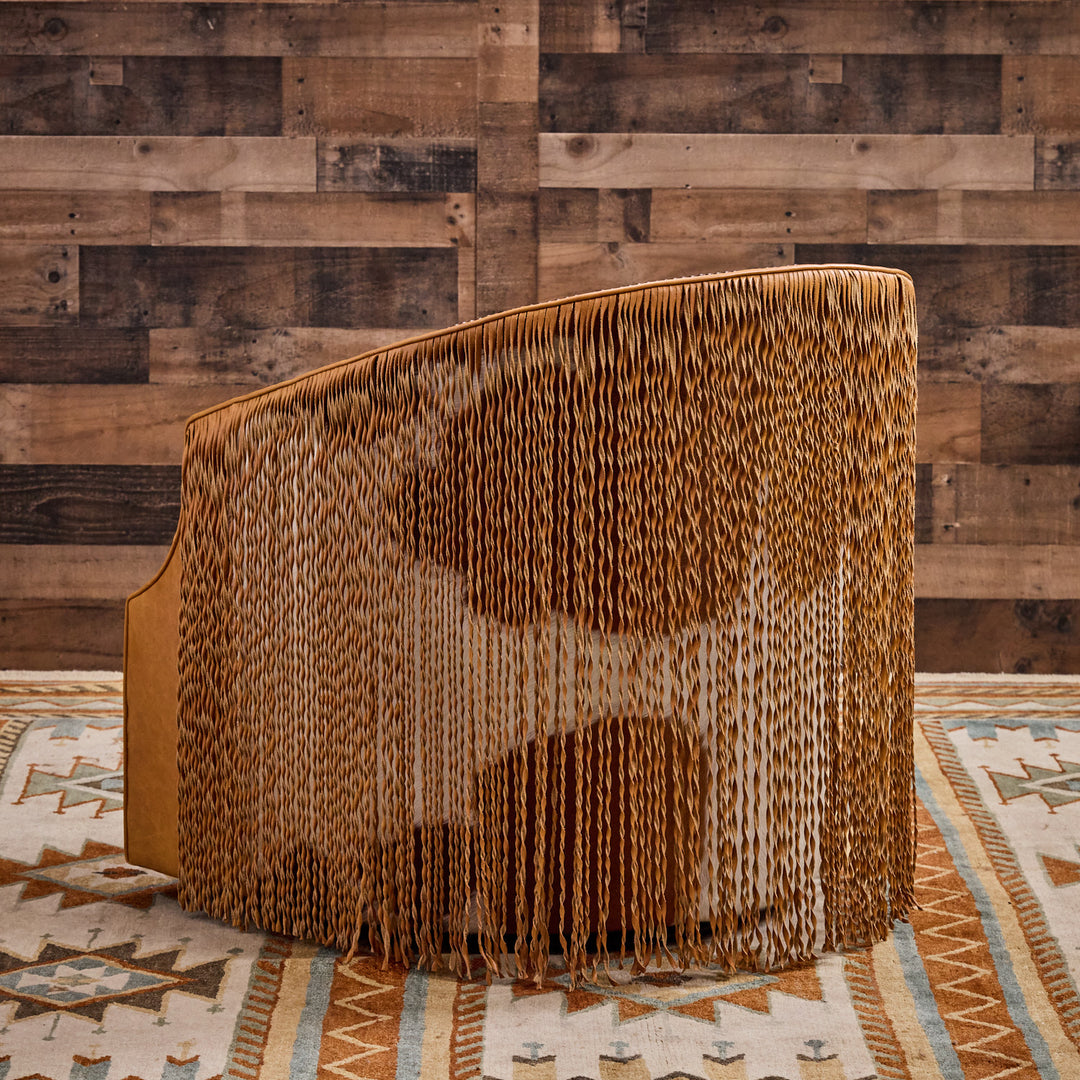 Idalou Western Leather & Cowhide Swivel Chair