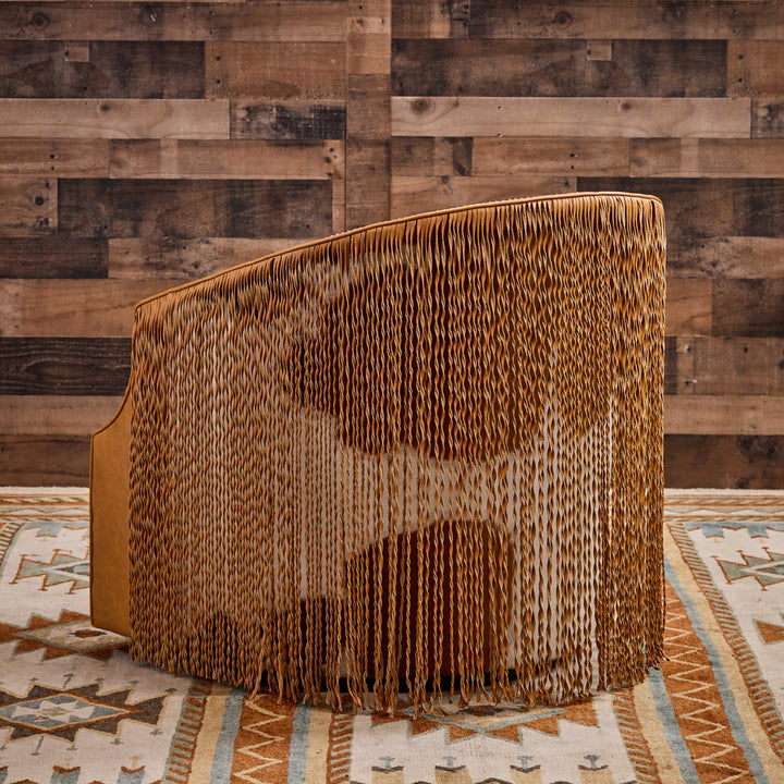Idalou Western Leather & Cowhide Swivel Chair