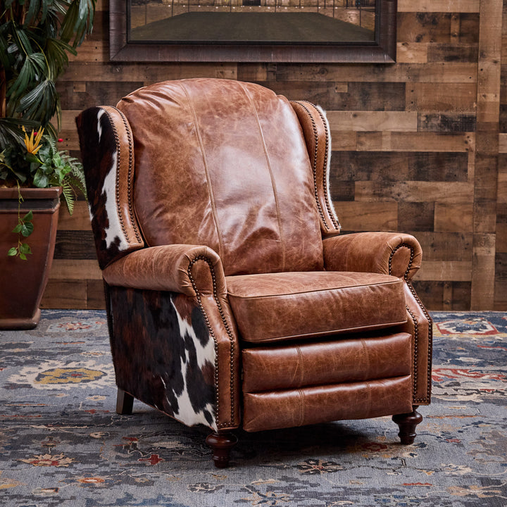 Bushland Western Leather and Cowhide Recliner