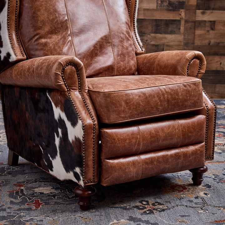 Bushland Western Leather and Cowhide Recliner