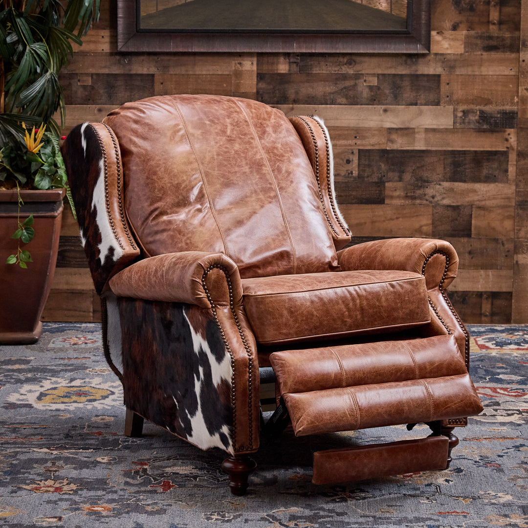 Bushland Western Leather and Cowhide Recliner