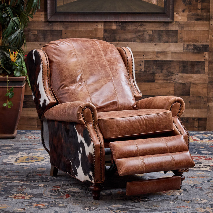 Bushland Western Leather and Cowhide Recliner