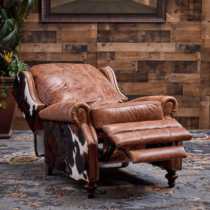 Bushland Western Leather and Cowhide Recliner