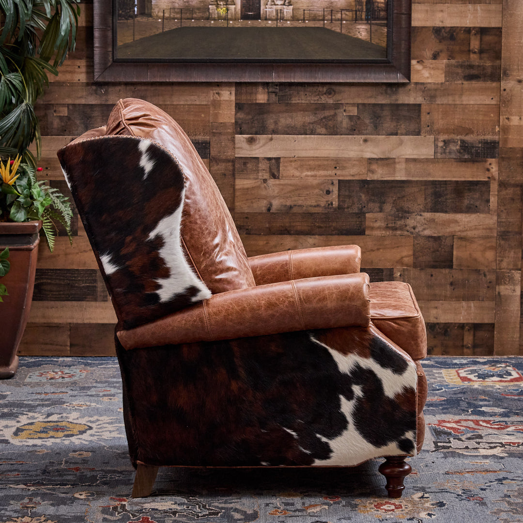 Bushland Western Leather and Cowhide Recliner