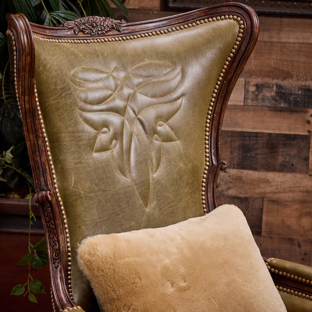 Olive Croc Bootstitch Leather Chair