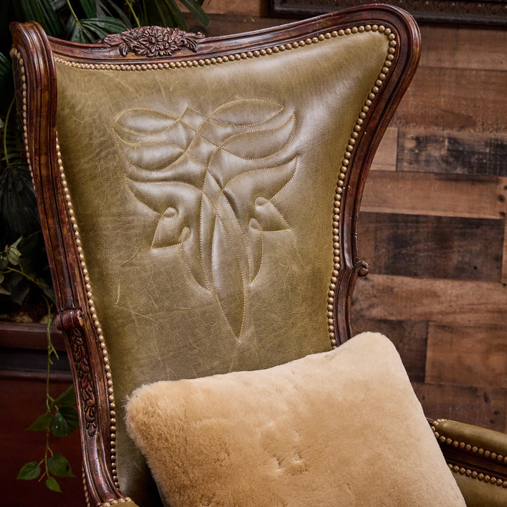 Olive Croc Bootstitch Leather Chair
