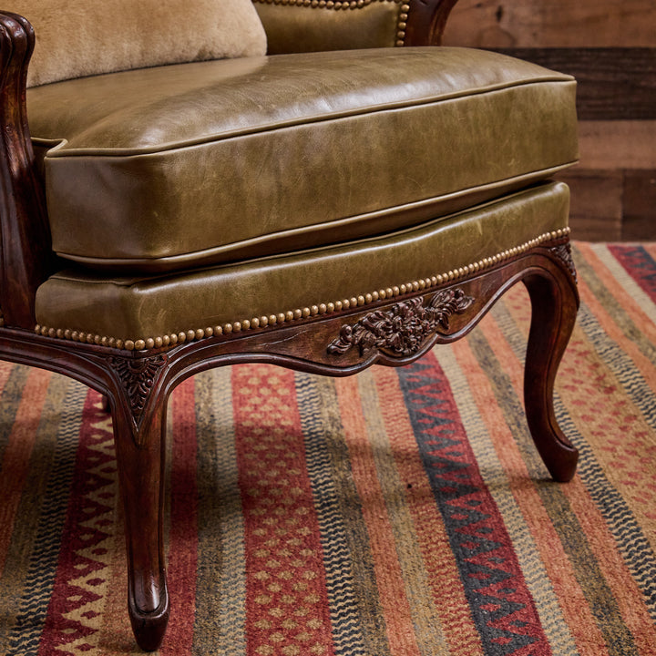 Olive Croc Bootstitch Leather Chair
