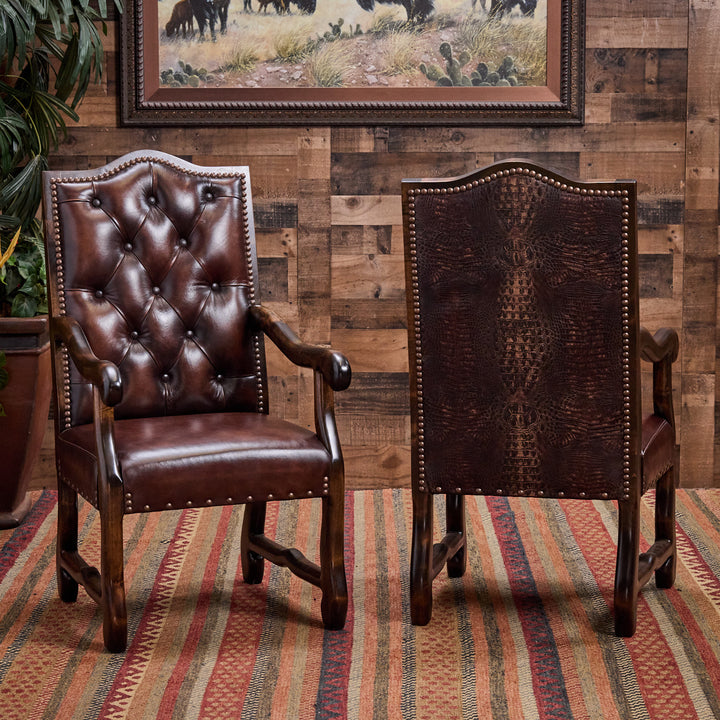 Bayou Vista Tufted Leather Arm Chair
