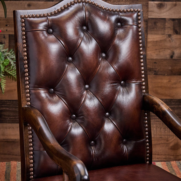 Bayou Vista Tufted Leather Arm Chair