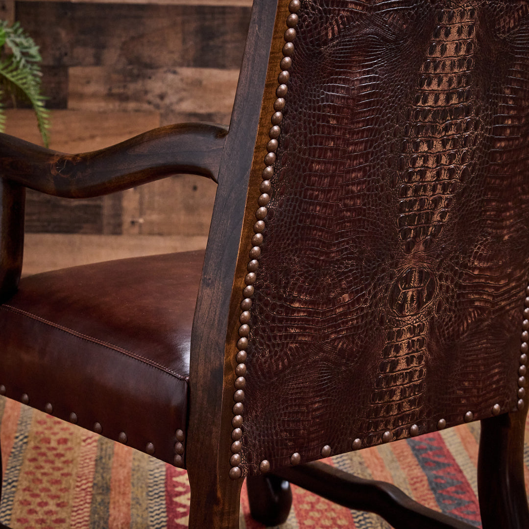 Bayou Vista Tufted Leather Arm Chair