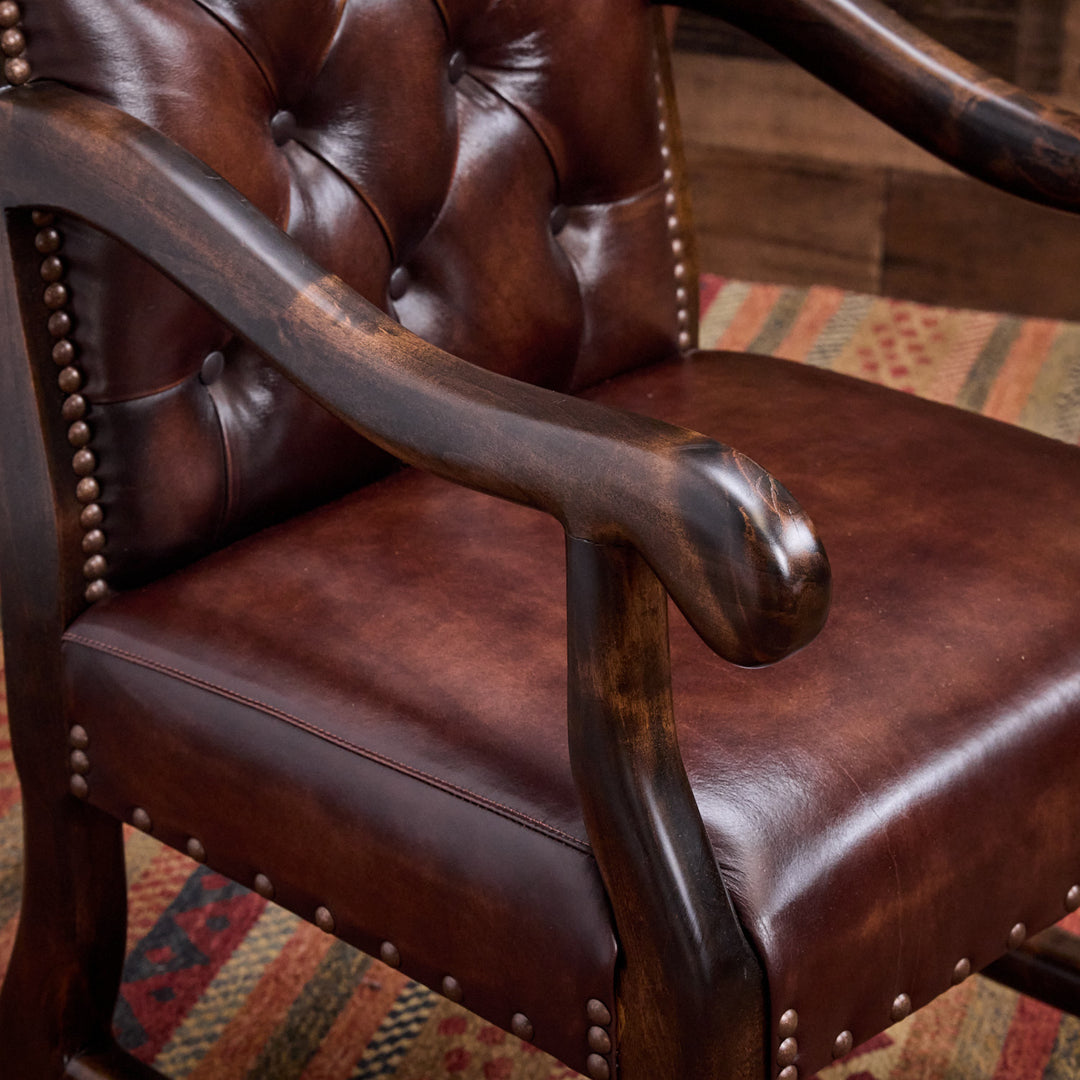 Bayou Vista Tufted Leather Arm Chair