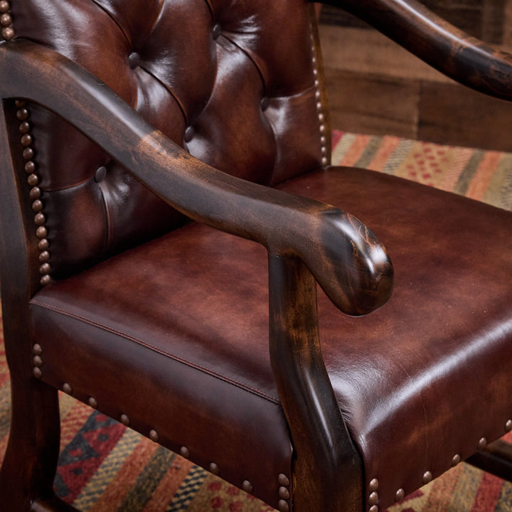 Bayou Vista Tufted Leather Arm Chair