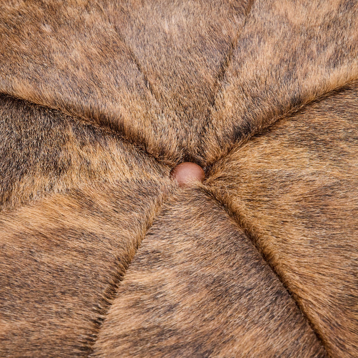 Corona Round Cowhide Leather Ottoman