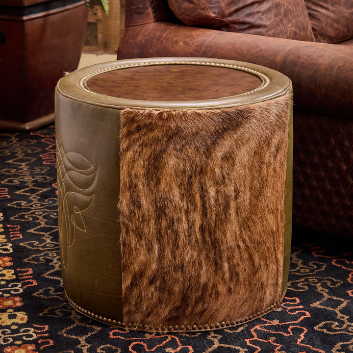 Olive Cowhide Bootstitch Leather Table