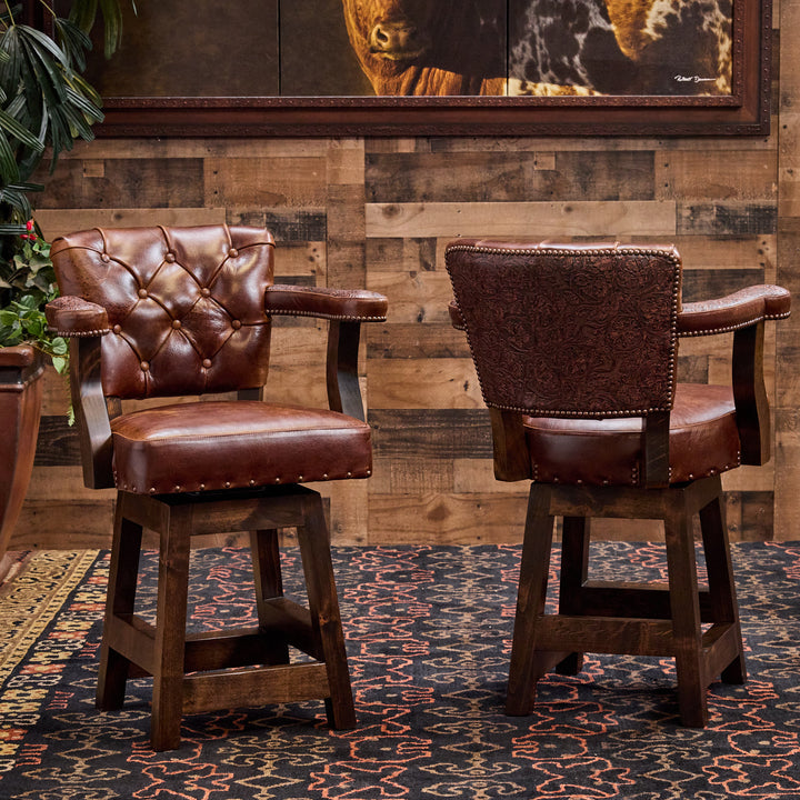 Big Iron Western Leather Bar Stool