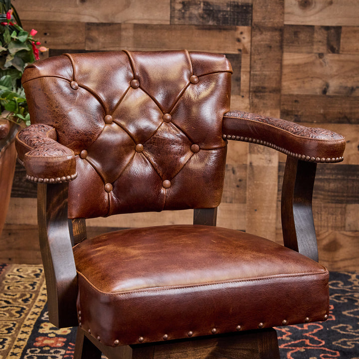 Big Iron Western Leather Bar Stool