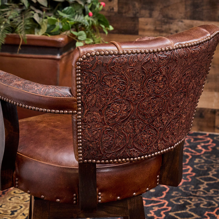 Big Iron Western Leather Bar Stool