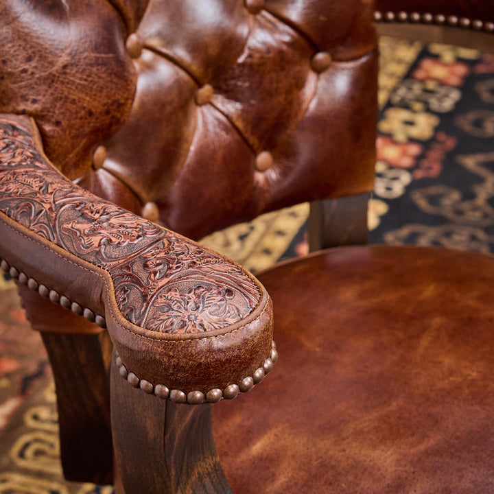 Big Iron Western Leather Bar Stool