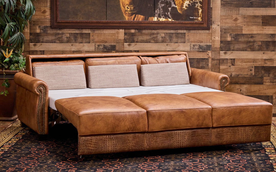 Los Barreras Sleeper Leather Sofa