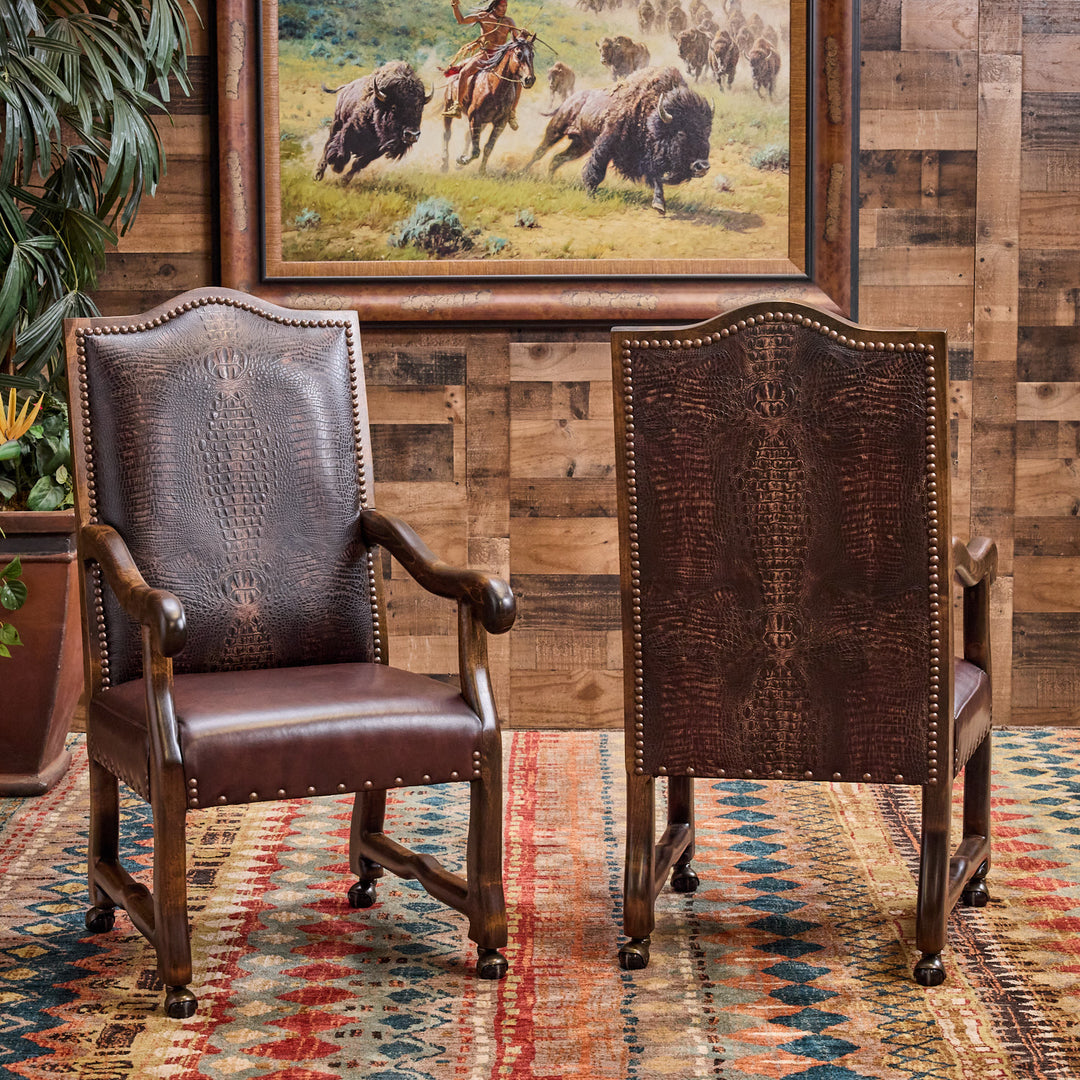 Bayou Western Leather Arm Chair with Casters