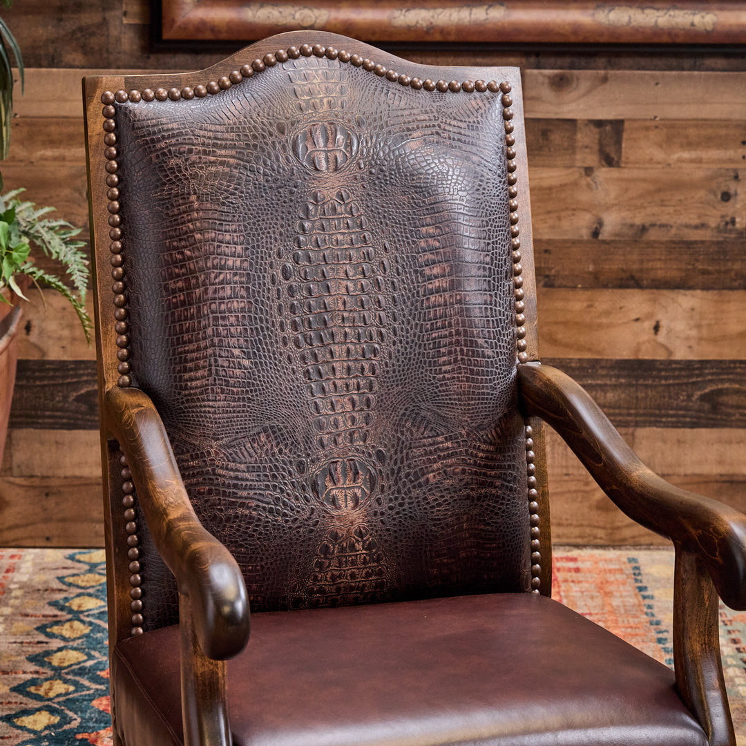 Bayou Western Leather Arm Chair with Casters