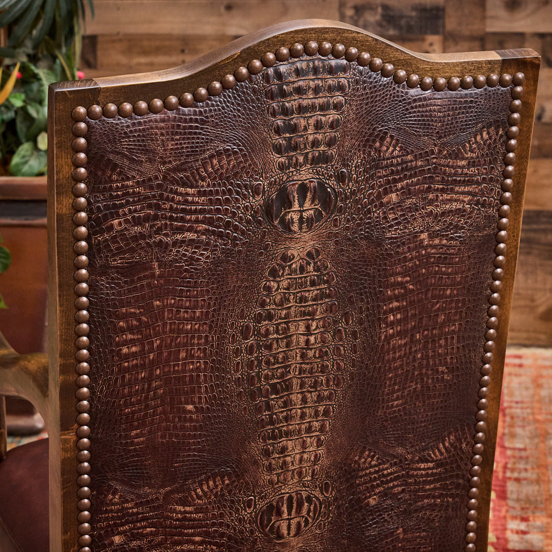 Bayou Western Leather Arm Chair with Casters