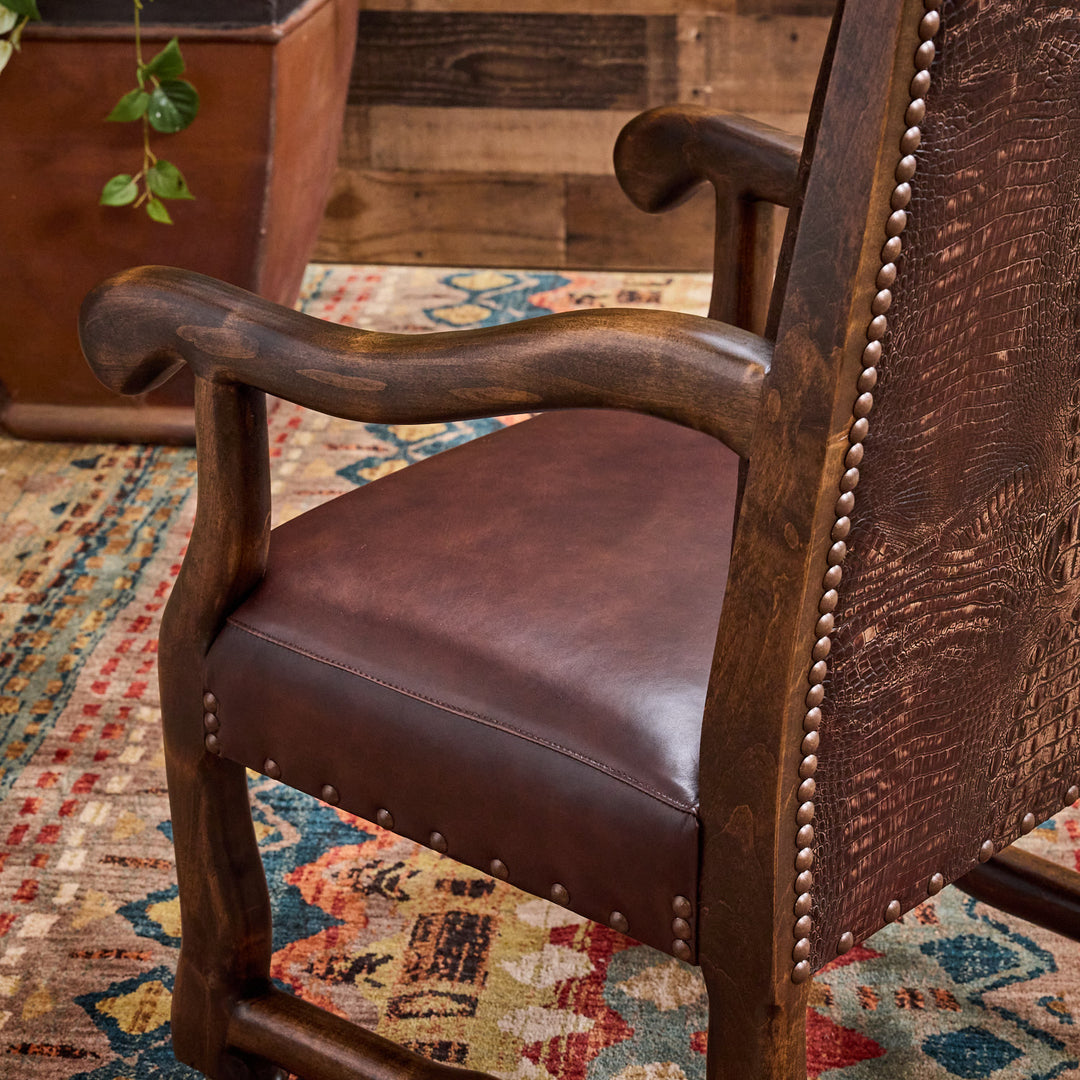 Bayou Western Leather Arm Chair with Casters