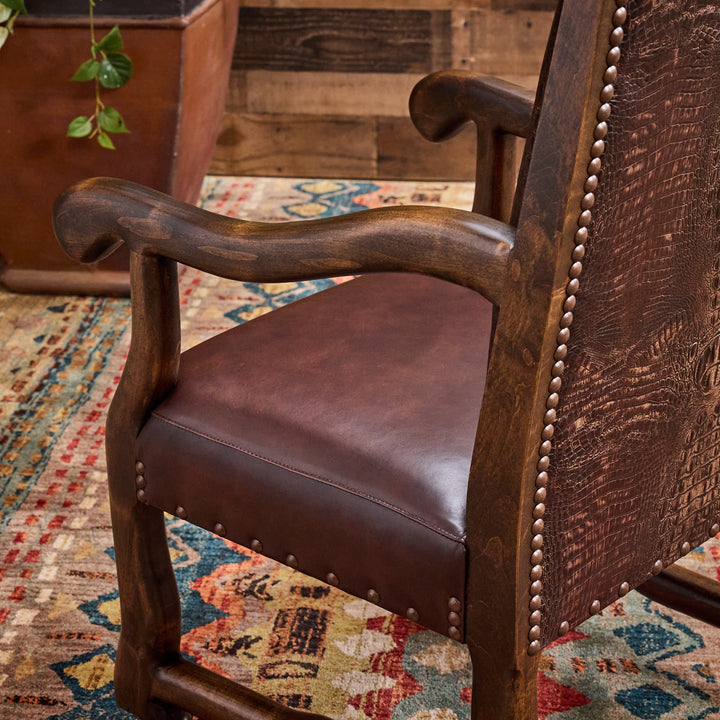 Bayou Western Leather Arm Chair with Casters
