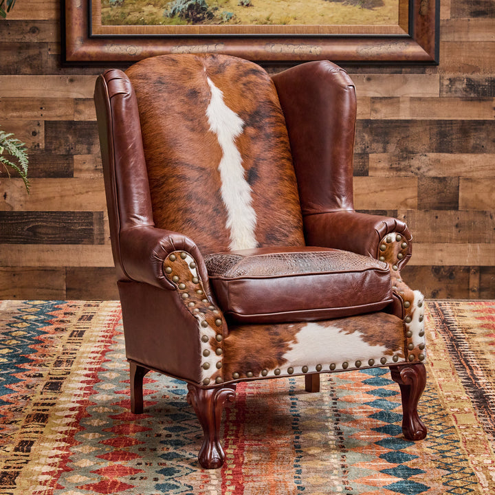 Cattle Barron Cowhide Wingback Chair