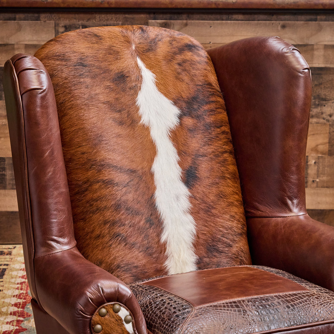 Cattle Barron Cowhide Wingback Chair