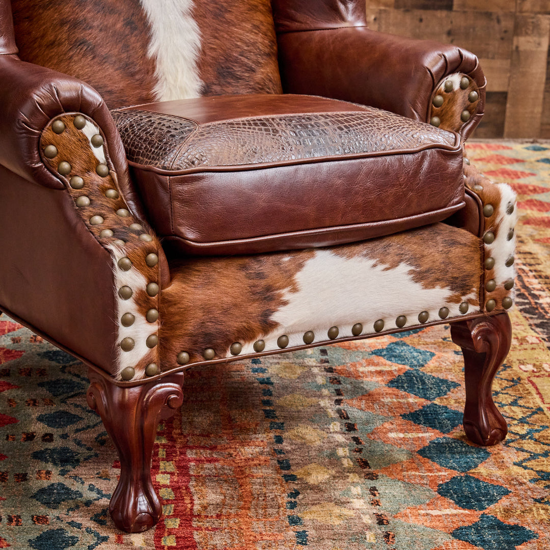Cattle Barron Cowhide Wingback Chair