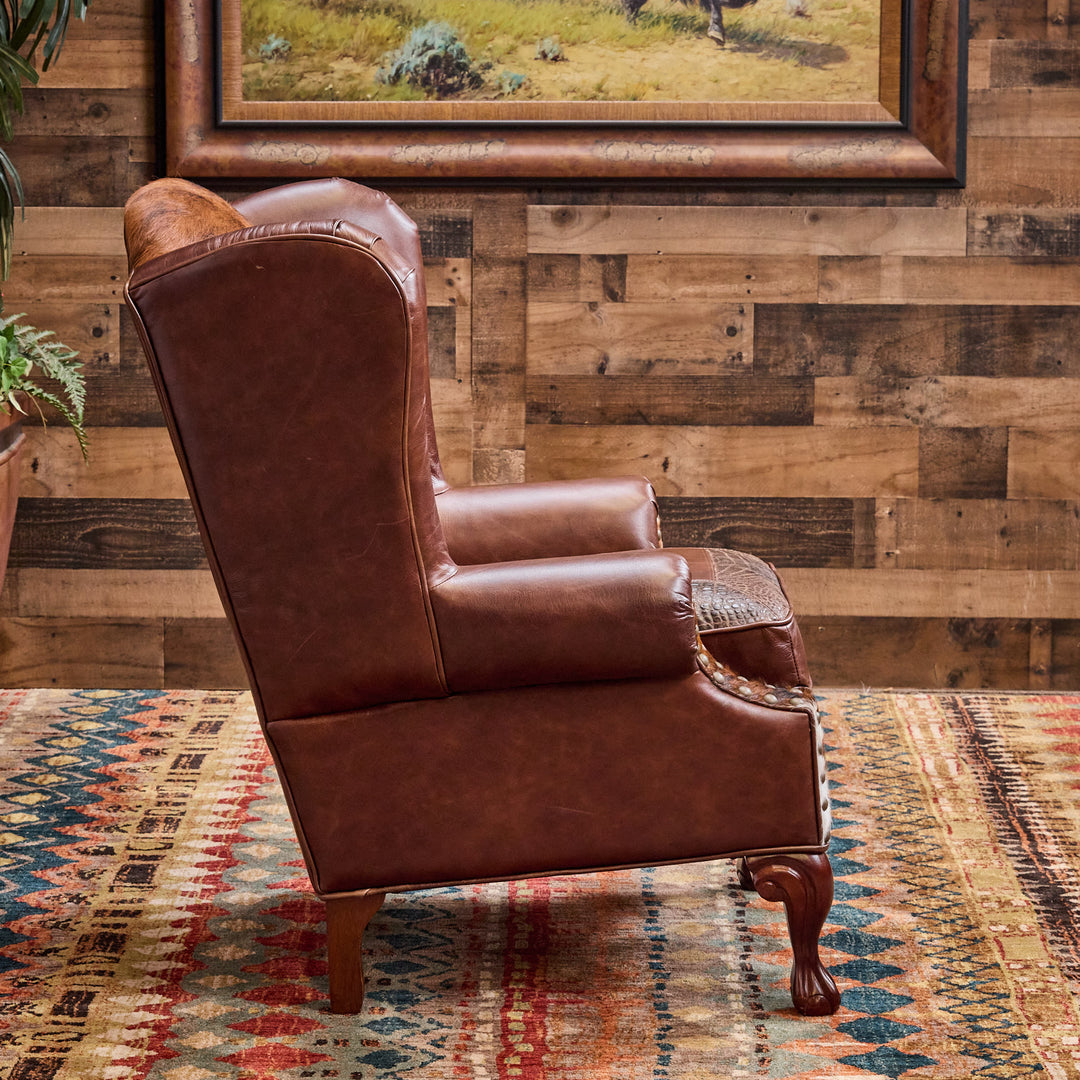 Cattle Barron Cowhide Wingback Chair