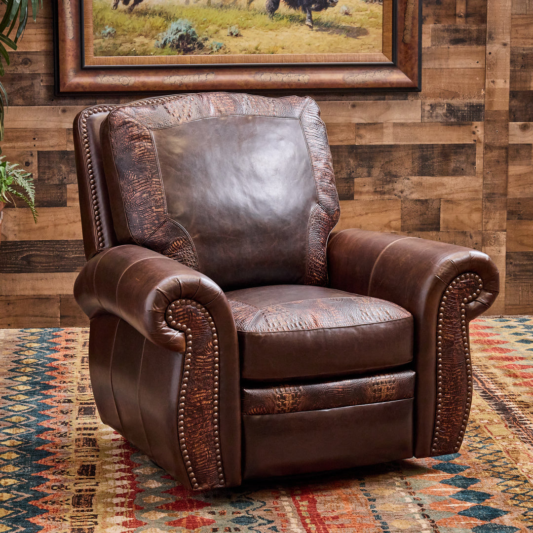 Rodeo Western Leather Swivel Recliner