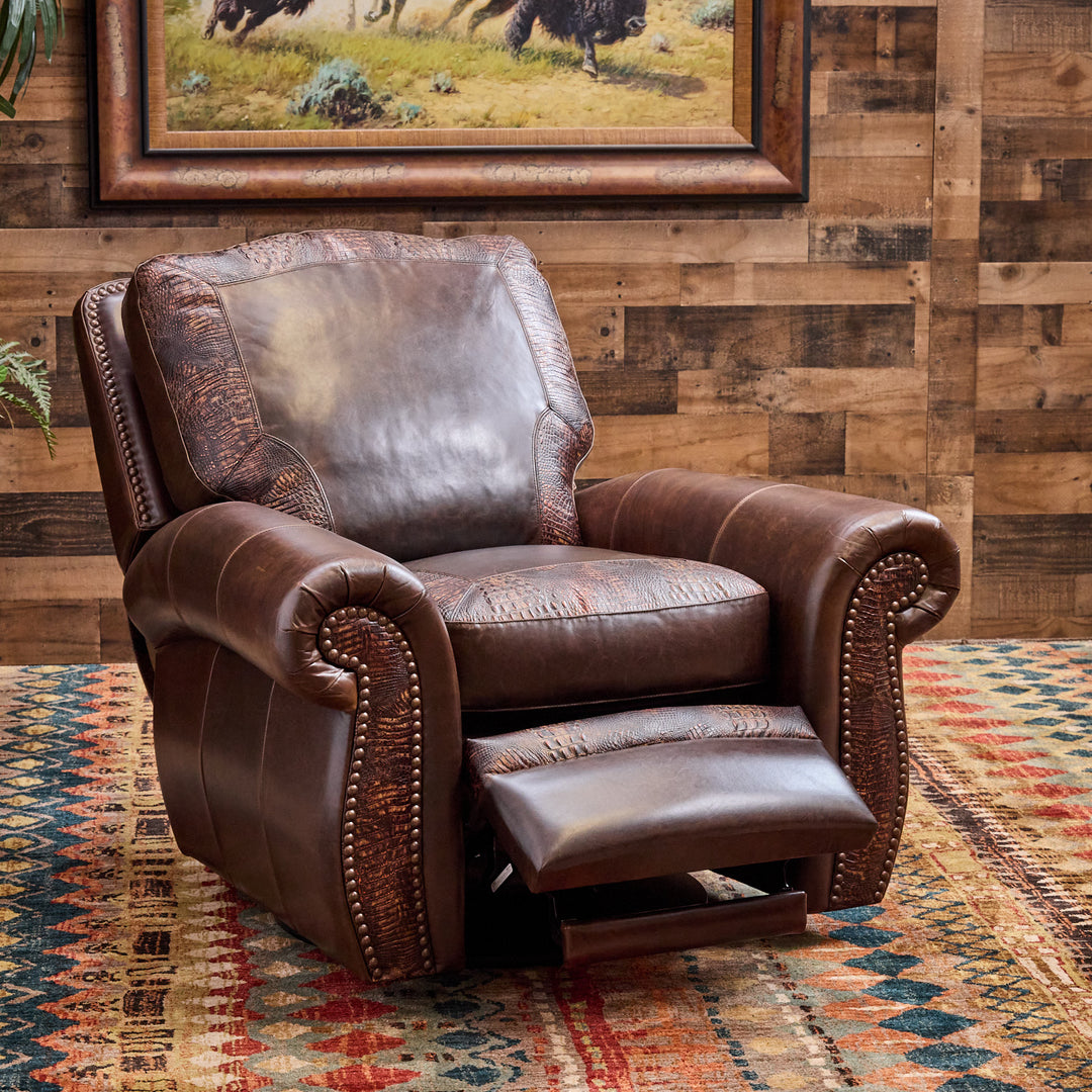 Rodeo Western Leather Swivel Recliner