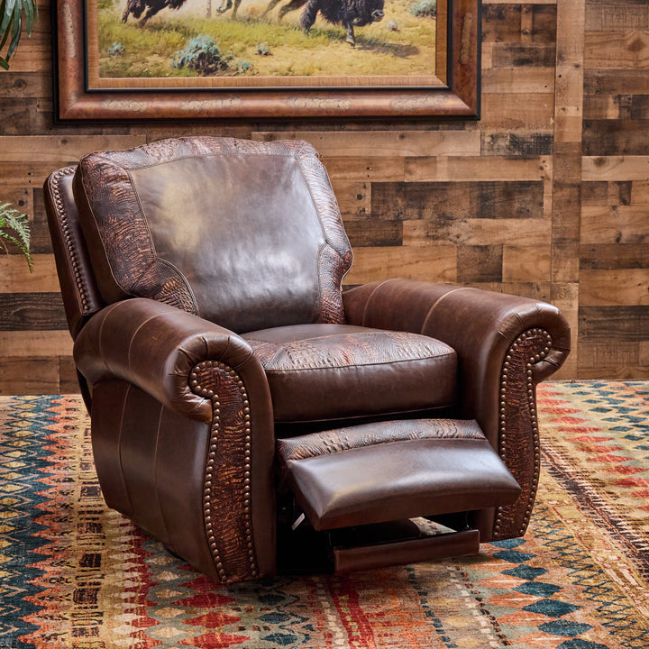 Rodeo Western Leather Swivel Recliner