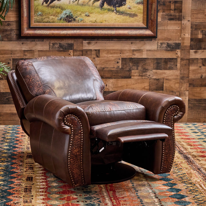 Rodeo Western Leather Swivel Recliner