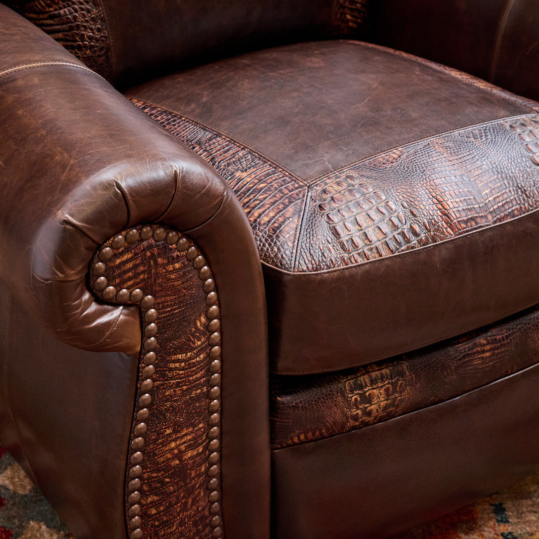 Rodeo Western Leather Swivel Recliner