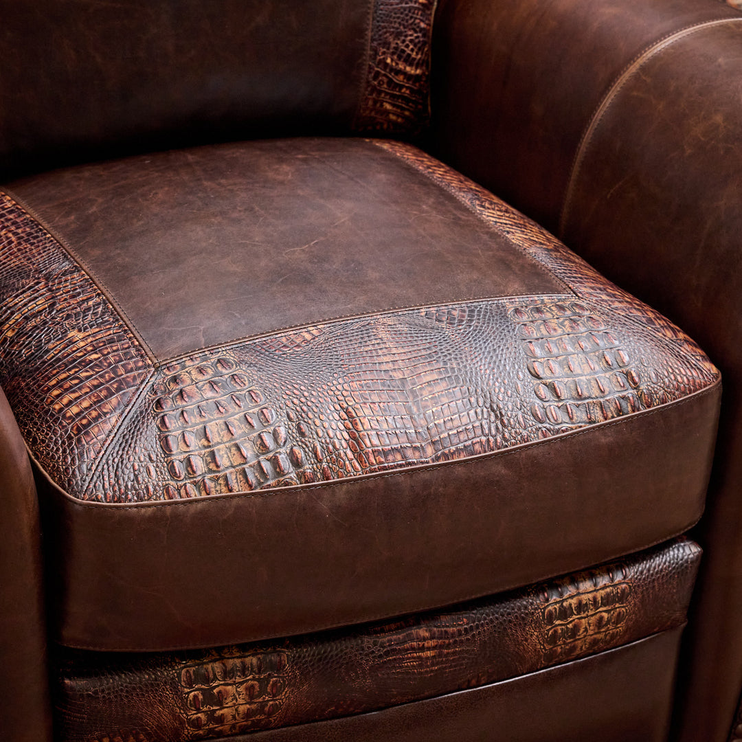 Rodeo Western Leather Swivel Recliner